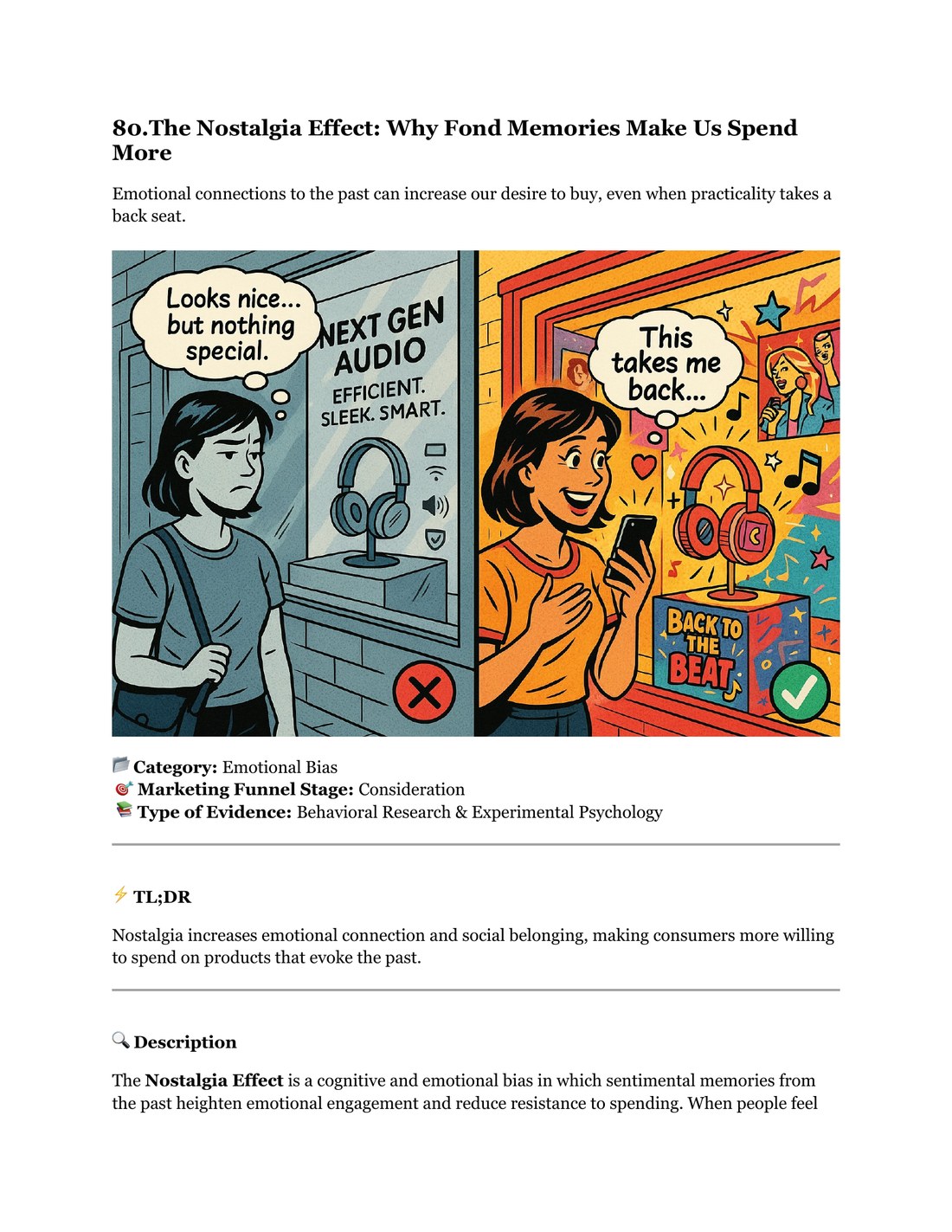 Sample page explaining the Nostalgia Effect